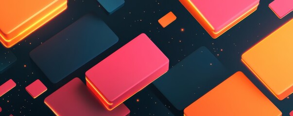 Vibrant geometric abstract design with colorful rectangles on a dark background, perfect for modern digital projects.