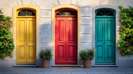 Neat and colorful front door, bright mood