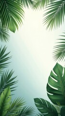 Obraz premium Tropical jungle palm leaves bordering exotic background
