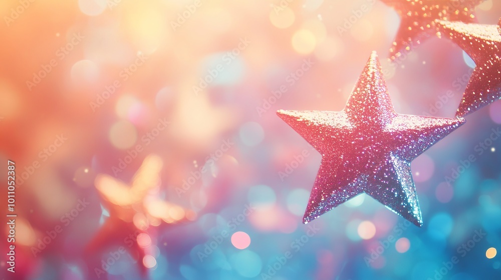 Canvas Prints dreamy abstract star holographic background with soft blurred glowing pastel gradient, ideal for mod