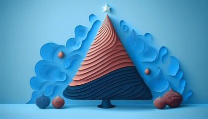 red and black christmas background Red and black Christmas tree with glowing ornaments. 3D rendering.