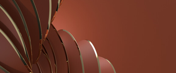 Abstract orange background wavy 3d silk gold line with smoorh light effect