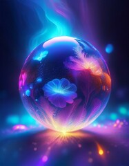 Glowing orb with flowers