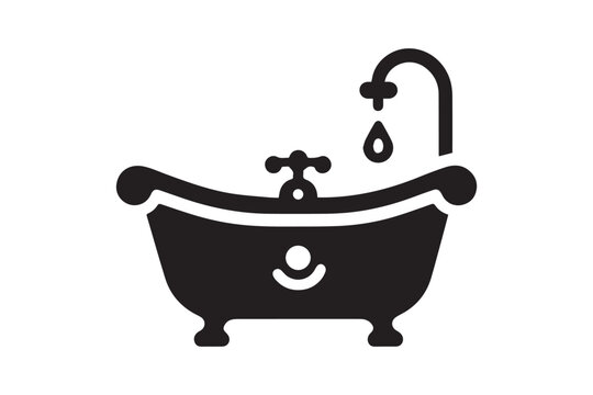 recommend clip art: Bathtub vector silhouette isolated in white background