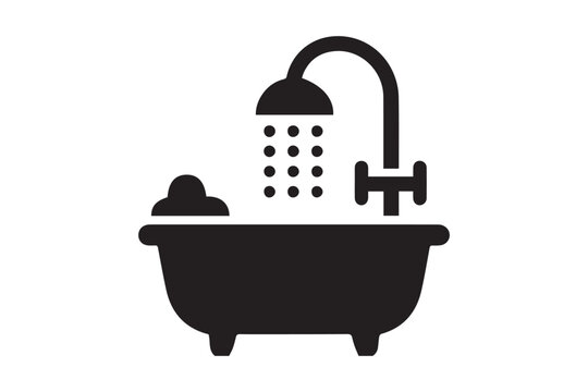 recommend clip art: Bathtub vector silhouette isolated in white background