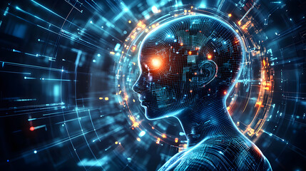 Obraz premium Futuristic technology creating custom content using artificial intelligence,