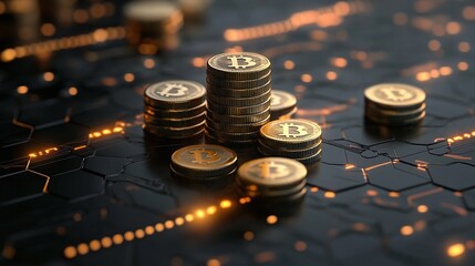 digital currency and financial growth concept showcasing the impact of cryptocurrency and blockchain technology on financial innovation, wealth generation, and market growth