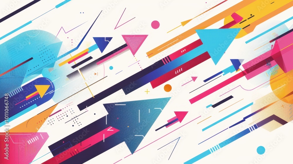 Sticker Dynamic Abstract Arrows and Lines in Colorful Design