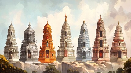 Fototapeta premium A depiction of the twelve Jyotirlingas (sacred shrines) of Lord Shiva