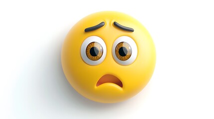 3D Scared Yellow Face Emoji