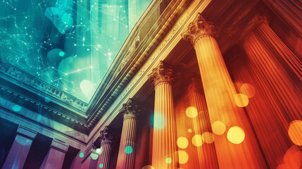 Abstract representation of central banks implementing monetary policies to mitigate housing inflation through interest rate cuts, illustrating economic intervention and its impact on real estate marke