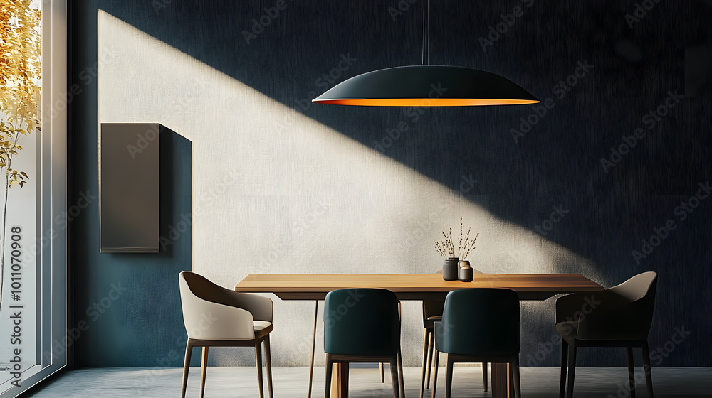 Sticker Modern Minimalistic Dining Room with Pendant Lamp