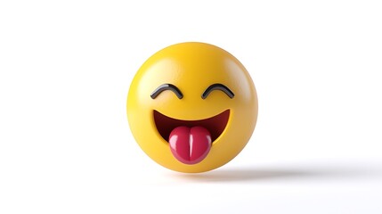 Fototapeta premium Smiling yellow emoticon, 3D cartoon illustration of happy face