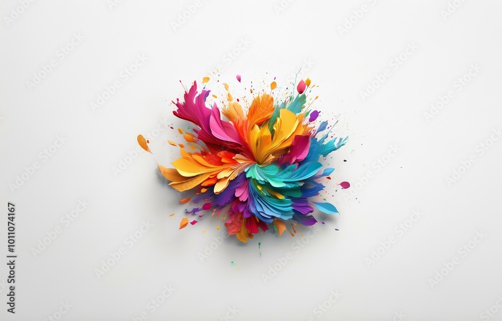 Poster an isolated colorful burst of abstract shapes against a white background.