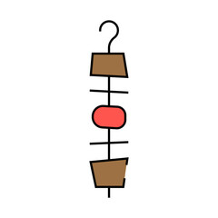 kebab with vegetables on stick line icon vector. kebab with vegetables on stick sign. isolated symbol illustration