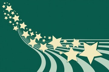 Vibrant Dynamic Stars Illustration Dark Green Background - Perfect Holiday Promotions, Celebrations, Marketing Materials