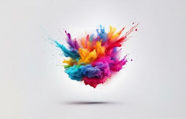 Fototapeta premium An isolated, vibrant explosion of color against a white background.