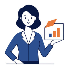 Dynamic Businesswoman Engaging Clients Vector Illustration Highlighting Effective Communication and Presentation Skills
