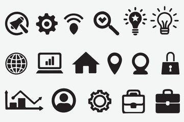 Community Manager elements silhouette vector 