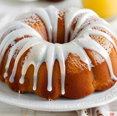   Vanilla bundt cake topped with vanilla bean sugar glaze