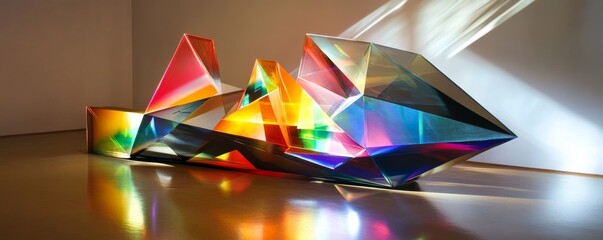 Light refracting through colorful glass sculpture