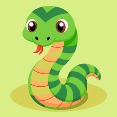 Cute smiling snake isolated on white background. Symbol of the year of the snake. Vector illustration stock illustration