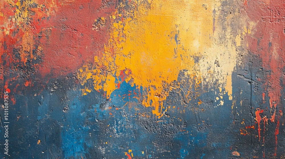 Wall mural vibrant painted concrete background with colorful abstract patterns and textures, perfect for creati