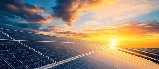 Solar Panels at Sunset