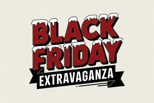 Bold Black Friday Sale Graphic Snow Caps - Eye-Catching Holiday Promotion Retail Marketing, Online Sales, Seasonal Advertising