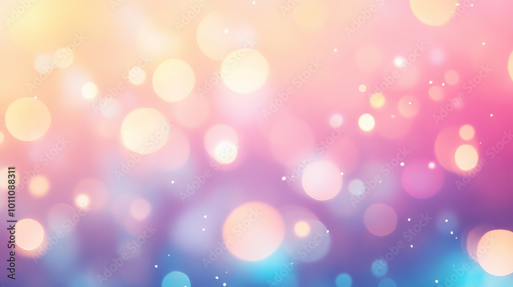 Wall mural beautifully blurred pastel gradient background with soft bokeh lights, perfect for enhancing digital