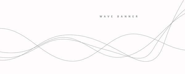 Abstract vector banner with grey wavy lines