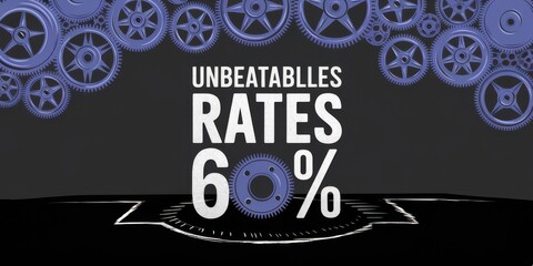 Bold Promotional Graphic Featuring Gears - Unbeatable 60% Discount Rates Business Advertising Campaigns