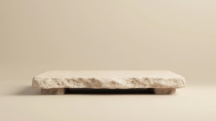 A simple, empty platform made of stones sits on a plain beige background. It's ready for you to display products or show off your creations.