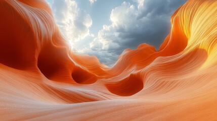 Obraz premium Vivid Orange Rock Formations Under a Dramatic Sky at Sunset in a Canyon Landscape