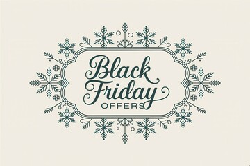 Elegant Black Friday Sale Typography Snowflake Design - Festive Promotions Holiday Marketing Advertising Materials