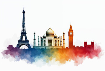 Obraz premium city skyline at sunset