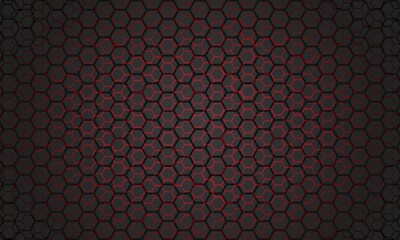  Dark Hexagonal Texture Background with Red Accent Lighting