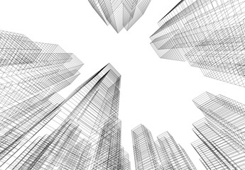 Abstract city architecture vector 3d illustration