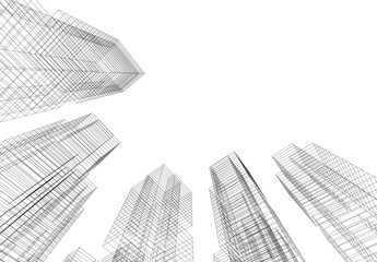 Fototapeta premium Abstract city architecture vector 3d illustration