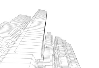 Abstract city architecture vector 3d illustration