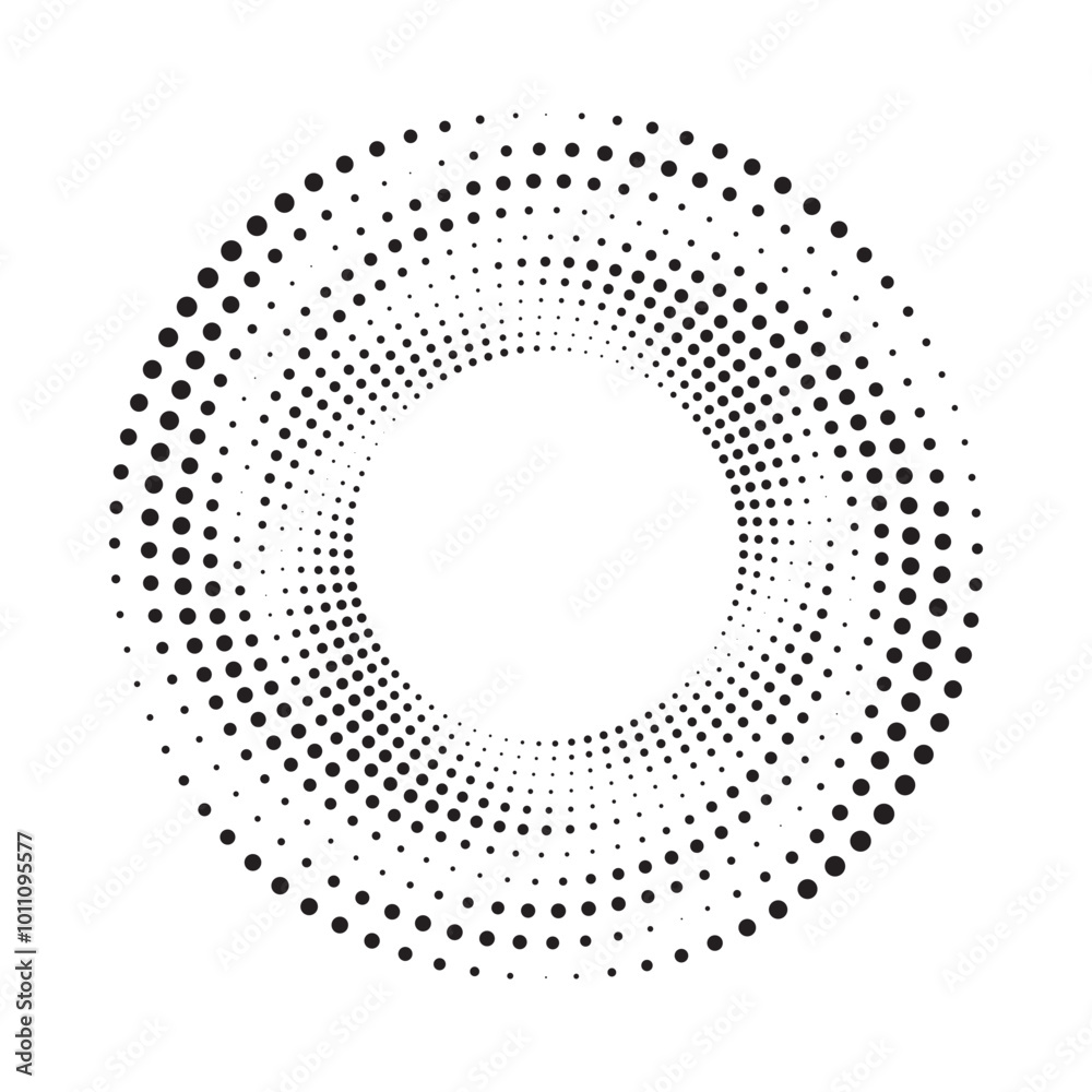 Poster Halftone circular frame logo set. Circle dots isolated on the white background. Fabric design element. Halftone circle dots texture. Vector design element for various purposes.	