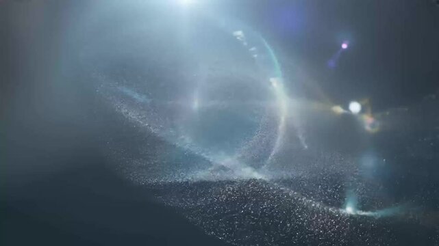 abstract animation introduces company logo within fluid particles backdrop 4K features dynamic design enhancing corporate branding light flares smooth transitions perfect captivating business