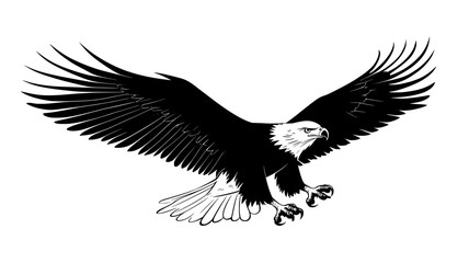 Fototapeta premium An eagle swoops down toward the ground, talons extended, preparing to catch prey, vector illustration art