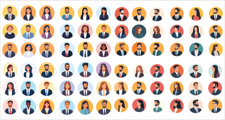 Avatar profile icon set men and women, Happy business men and women avatar profile icons, Avatar profile businessmen and businesswomen, Profile icon set including male and female