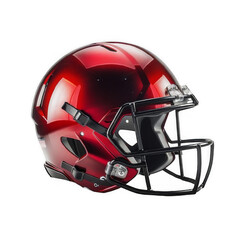 Fototapeta premium Side View of Professional Football Helmet Premium Sports Headgear with Ventilation and Chinstrap On Transparent Background