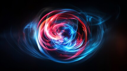 Obraz premium Red and blue energy vortex swirling on black background