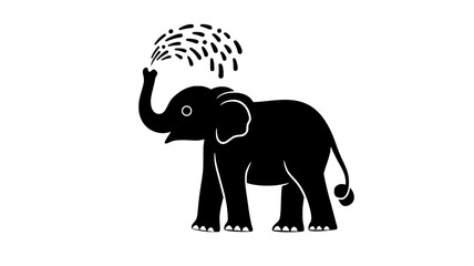 Fototapeta premium An elephant uses its trunk to spray water over its back, enjoying a refreshing bath, vector illustration art