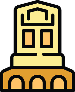 recommend clip art: Pantheon building facade with columns standing strong, icon vector outline