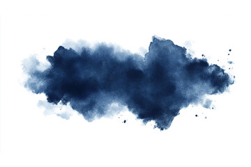 Obraz premium abstract deep blue cloud watercolor background on white background, a large area of dark blue color in the center of the composition, minimalistic design, high resolution,
