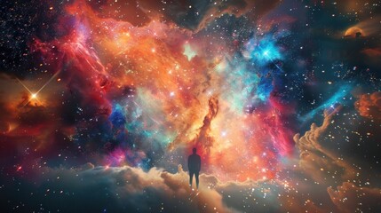 Amazing nebula with stars and people in the center